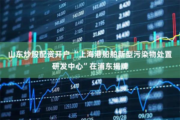 山东炒股配资开户 “上海港船舶新型污染物处置研发中心”在浦东揭牌